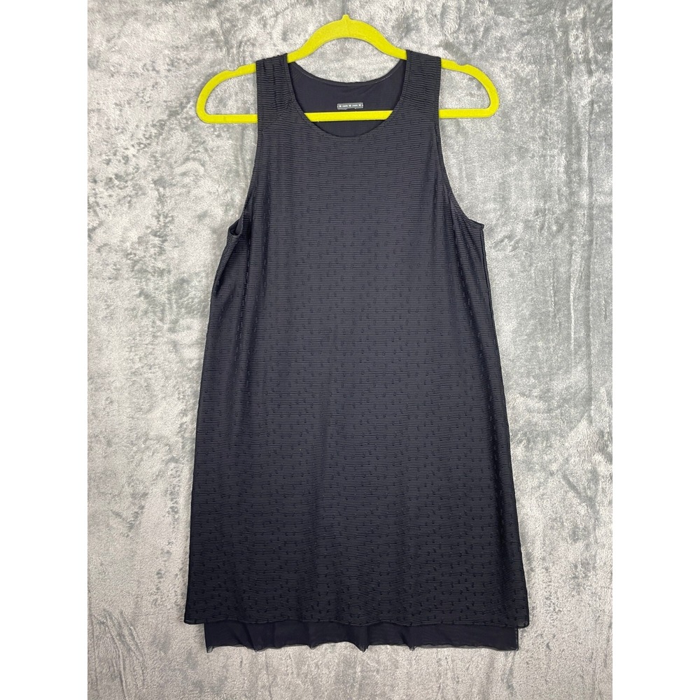 Oiselle Dress Womens Size 10 Black Sheer Layered Geometric‎ Pattern Sleeveless
